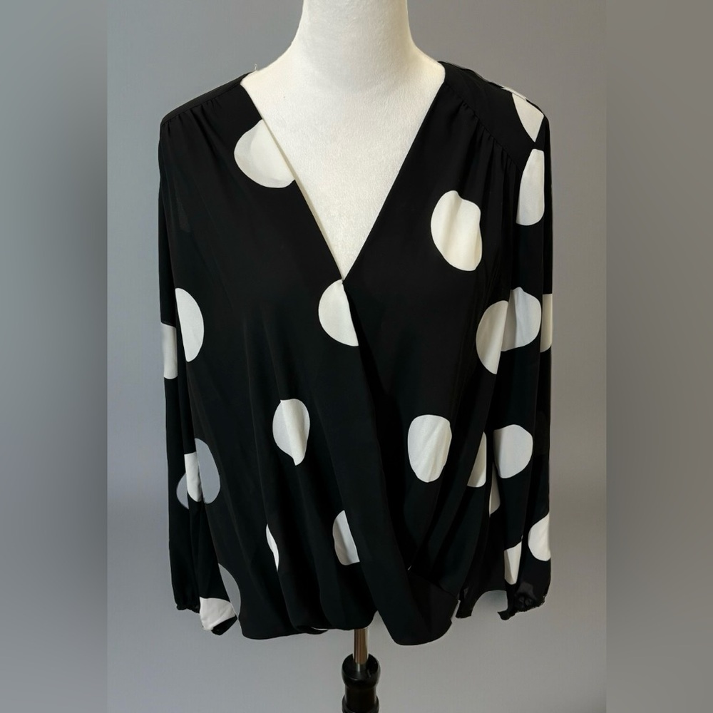 INC International Concepts Polka Dot Blouse Size L